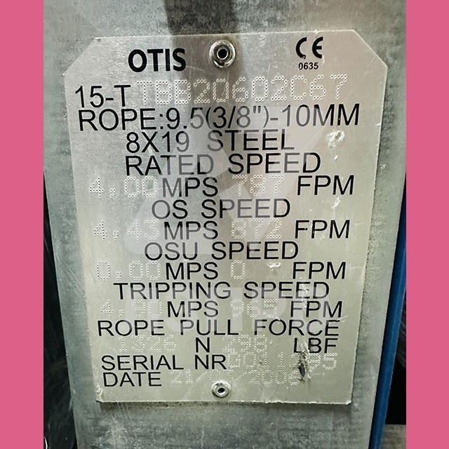 Ограничитель скорости 4,0м/с TBB20602C67 Otis (уцененный)