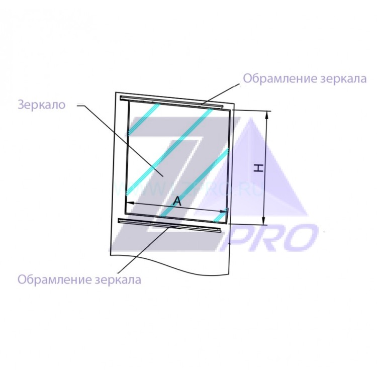 Обрамление зеркала (к-т: 2шт.) нерж.сталь шлиф. L-2096 мм ZAA403Z3/DP