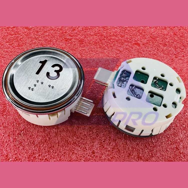 Модуль кнопочный круглый 13 красная подсветка с кодом Брайля AK-29B Sigma