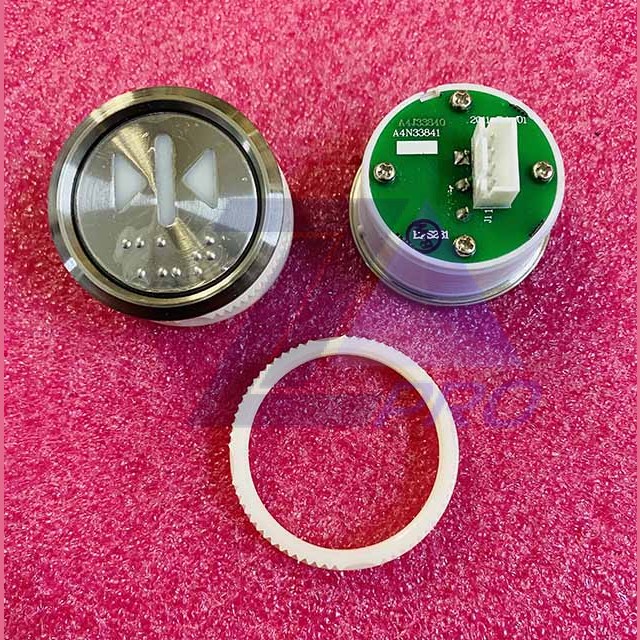 Кнопка ">I<" (с шрифтом Брайля, белая круговая подсветка, тип BAS231) A4N33841 Otis