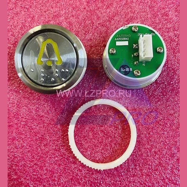 Кнопка "колокольчик" (с шрифтом Брайля, белая круговая подсветка, тип BAS231) A4N33841 Otis