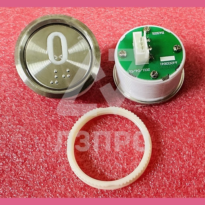 Кнопка "0" (с шрифтом Брайля, белая круговая подсветка, тип BAS231) A4N33841 Otis