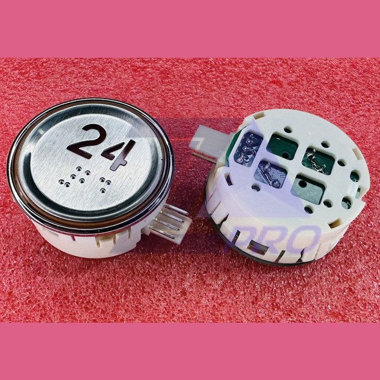 Модуль кнопочный круглый 24 красная подсветка с кодом Брайля AK-29B Sigma