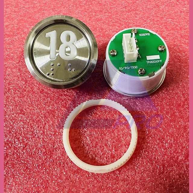 Кнопка "18" (с шрифтом Брайля, белая круговая подсветка, тип BAS231) A4N33841 Otis