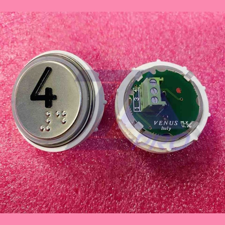 Кнопка 4 красная подсветка с кодом Брайля VENUS V.2 MLK VEGA