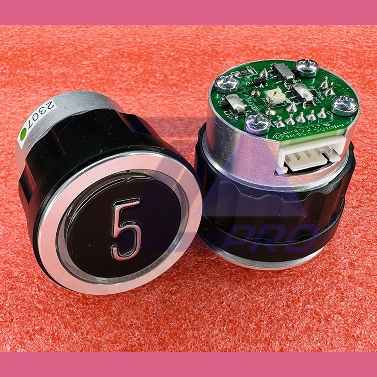 Кнопочный модуль "5" зеленая подсветка D4DUG  WELM-1101 ID:54502536.4 TRP000072 Schindler 7000