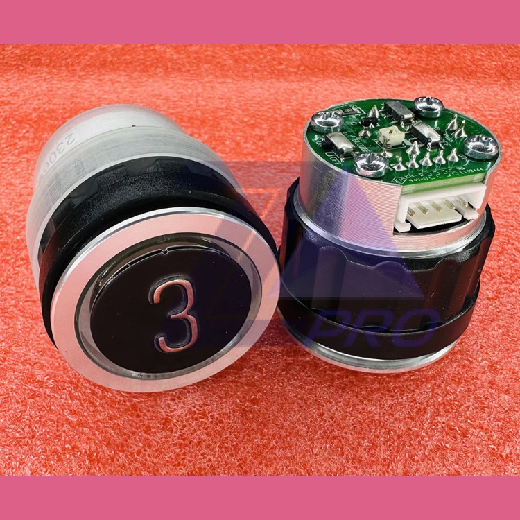 Кнопочный модуль "3" зеленая подсветка D4DUG  WELM-1101 ID:54502536.4 TRP000070 Schindler 7000