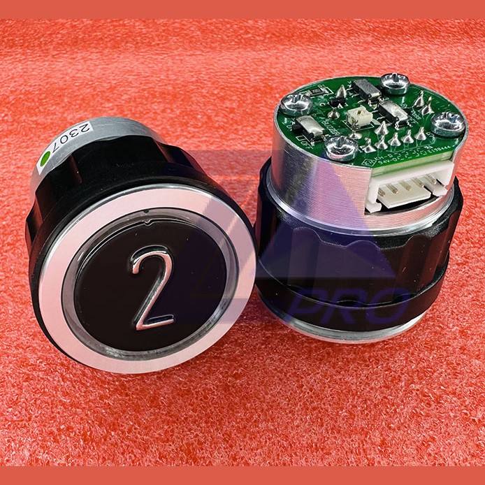 Кнопочный модуль "2" зеленая подсветка D4DUG  WELM-1101 ID:54502536.4 TRP000069 Schindler 7000