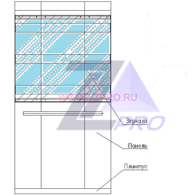 Зеркало 8х994х1096 W-1096 (комплект с пленкой и демпферами) ZAA452AS110 Otis