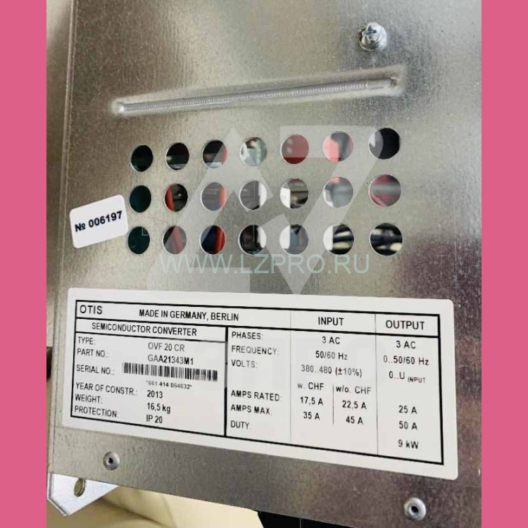 Частотный преобразователь OVF 20 CR 9kW GAA21343M1 Otis