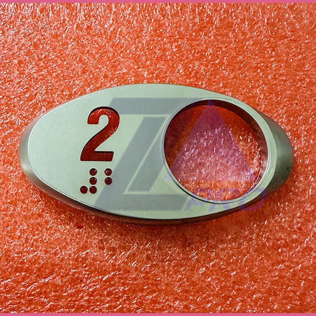 Чиклет "2" матовый серебро с шрифтом Брайля левый Otis MAA250AY302